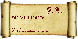 Füzi Milán névjegykártya
